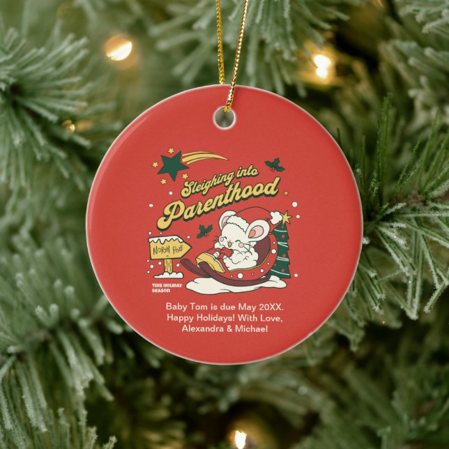 Ankündigung der Kinderschwangerschaft für moderne  Keramik Ornament (Baum)