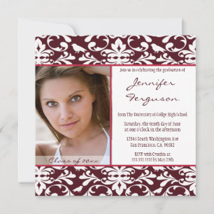 Ankündigung der Maroon Damask Foto Graduierung Par