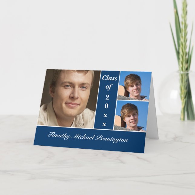 Ankündigung der Navy Blue 3 Foto Graduierungsparty (Vorderseite)