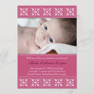 Ankündigung der neuen Baby Girl Foto Flat Card