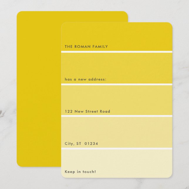 Ankündigung der neuen Farbe Gold Paint Chip (Vorne/Hinten)