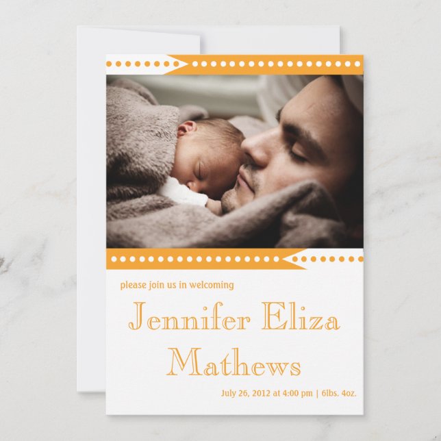 Ankündigung der niedlichen Orange Stripe Baby Girl (Vorderseite)