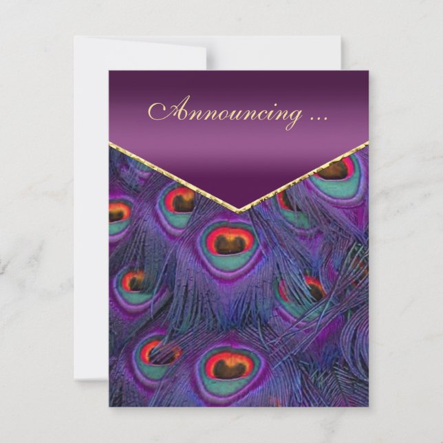 Ankündigung der Plum Lila Peacock-Verlobung (Vorderseite)