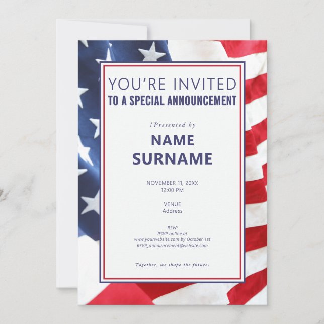 Ankündigung der politischen Kandidatenkampagne Tea (Vorderseite)