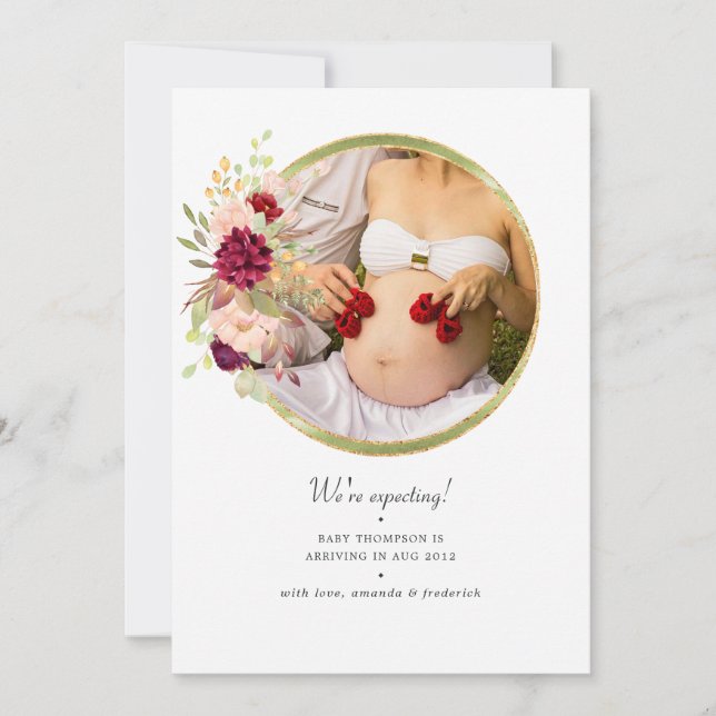 Ankündigung der Schwangerschaft Burgund-Marsala un (Vorderseite)