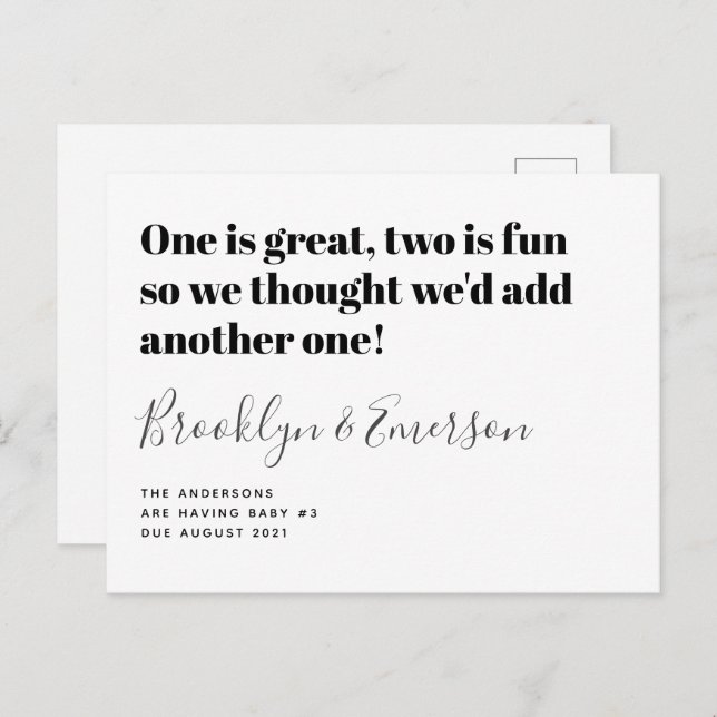 Ankündigung der Schwangerschaft des niedlichen Kin (Vorne/Hinten)