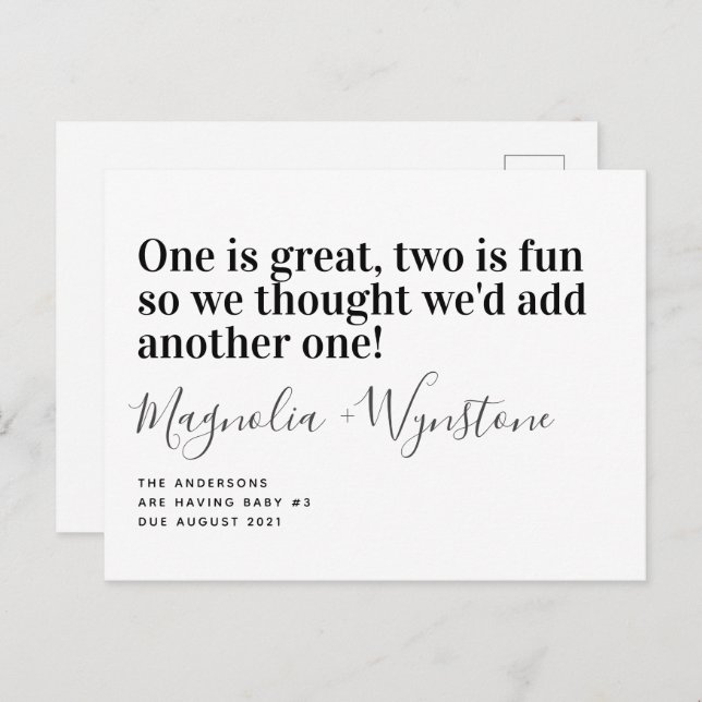 Ankündigung der Schwangerschaft des niedlichen Kin (Vorne/Hinten)