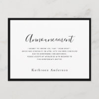 Ankündigung der Stornierung eines weißen Skripts P