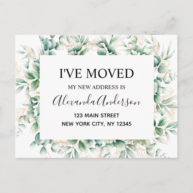 Ankündigung der Umstellung des Haushalts Eukalyptu Postkarte (Vorderseite)