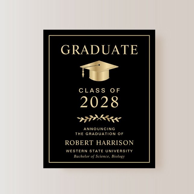 Ankündigung der Uni Black Gold Abschluss (An elegant college graduation announcement to celebrate the graduate's achievements)
