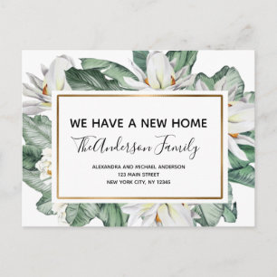 Ankündigung der Verlagerung des Haushalts tropisch Postkarte