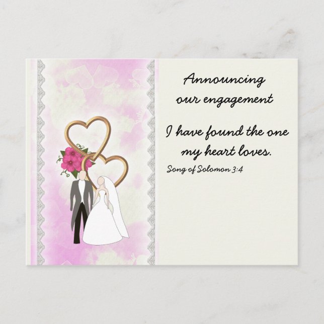 Ankündigung der Verlobung mit Bibelverse (Vorderseite)