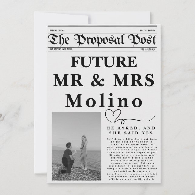 Ankündigung der Verlobung Zeitung Einladung (Vorderseite)