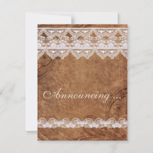 Ankündigung der Vintagen Verlobung Leder und Spitz