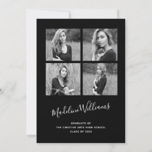 Ankündigung des 4-Foto-Abschlusses in Schwarz und 