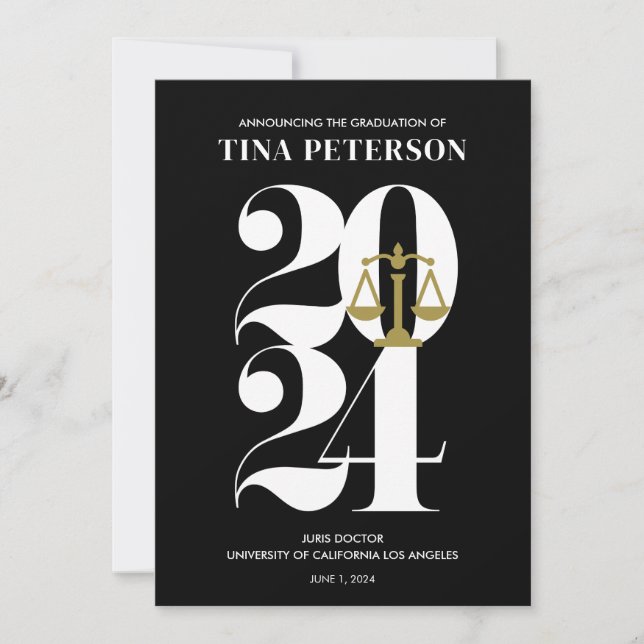 Ankündigung des Abschlusses der Black Law School (Vorderseite)