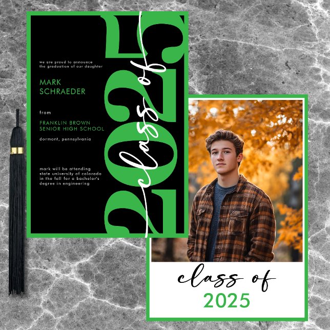 Ankündigung des Abschlusses der modernen grünen Ty (Modern Green Typography Graduation Announcement)
