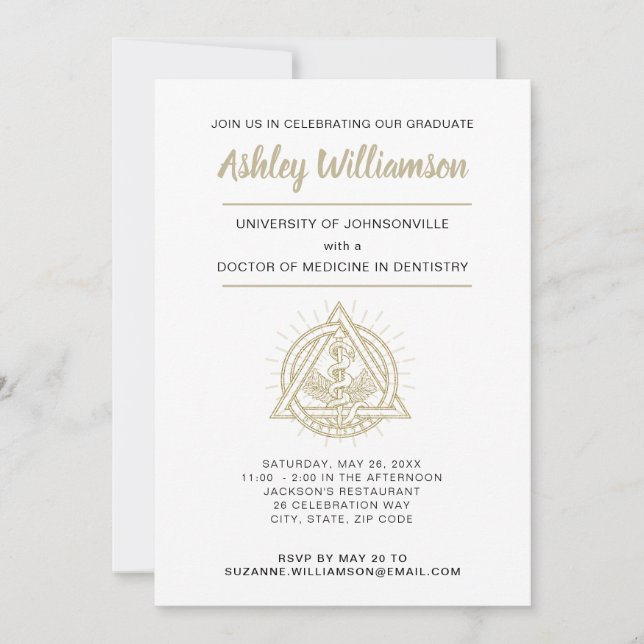 Ankündigung des Abschlusses der Zahnarztschule (Vorderseite)