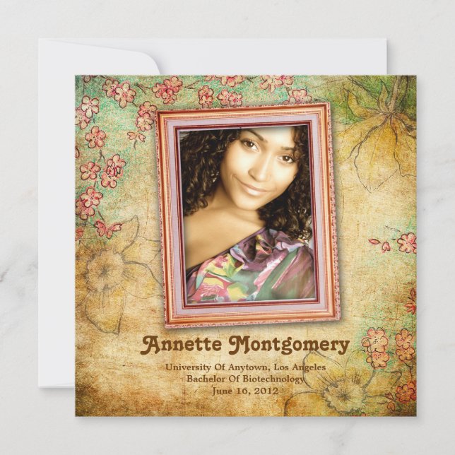 Ankündigung des Abschlusses "Vintage Blumengrube" (Vorderseite)