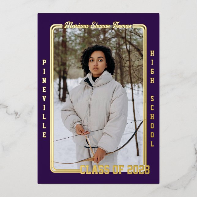 Ankündigung des Abschlusses zur lila Sportkarte (Vorderseite)