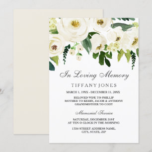 Ankündigung des Beerdigungsdienstes für Weiße Flor