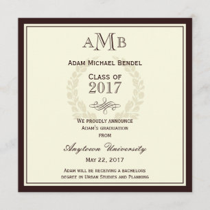 Ankündigung des braunen eleganten Monogram-Abschlu