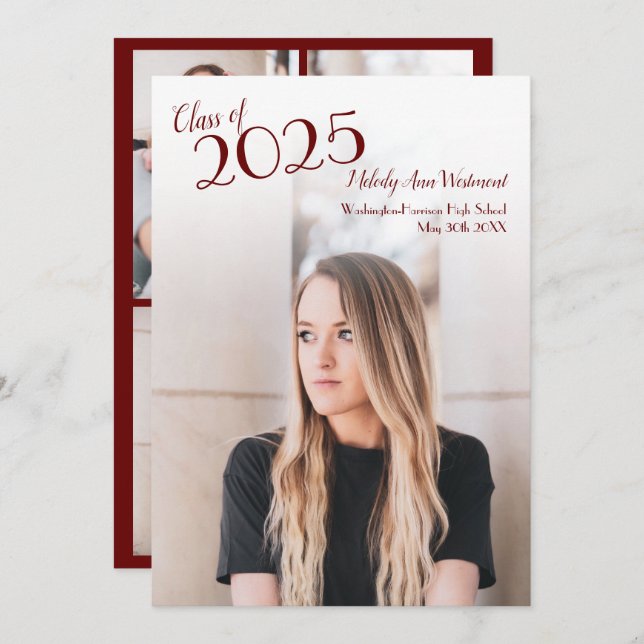 Ankündigung des Burgandy School Color Abschluss (Vorne/Hinten)