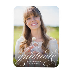 Ankündigung des eleganten Calligraphy Foto Abschlu Magnet