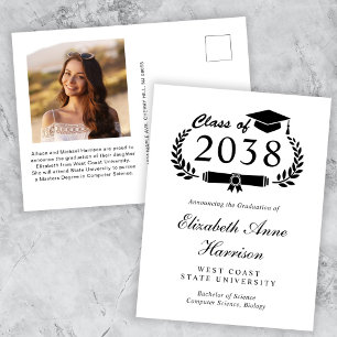 Ankündigung des eleganten Foto Uni-Abschluss Postkarte