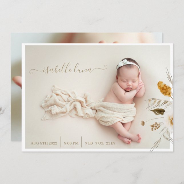 Ankündigung des Fotos der Neugeborenen (Vorne/Hinten)