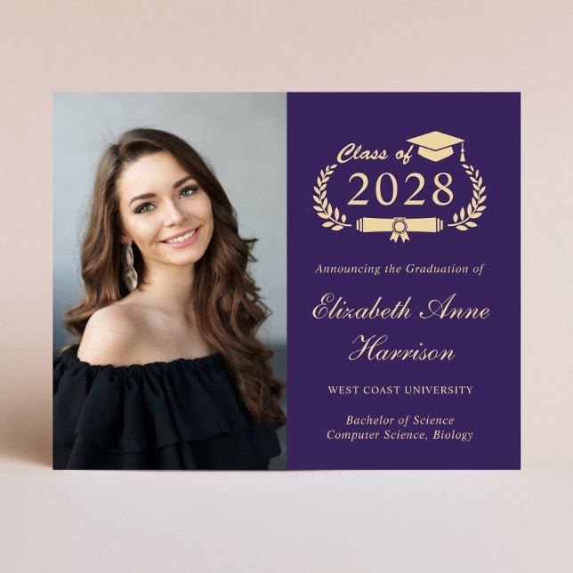 Ankündigung des Fotos Uni-Abschluss (An elegant budget-friendly college graduation announcement to celebrate the graduate's achievements)