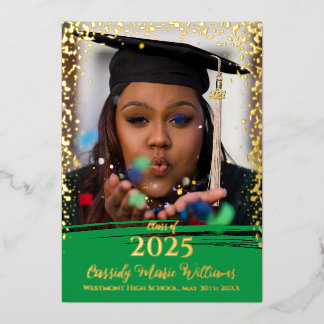 Ankündigung des Green Gold Confetti Foil Abschluss