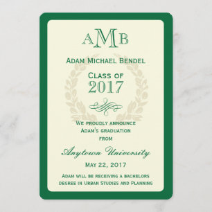 Ankündigung des grünen eleganten Monogram-Abschlus
