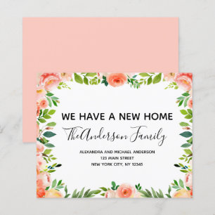 Ankündigung des Haushalts Peach Coral Floral Movin