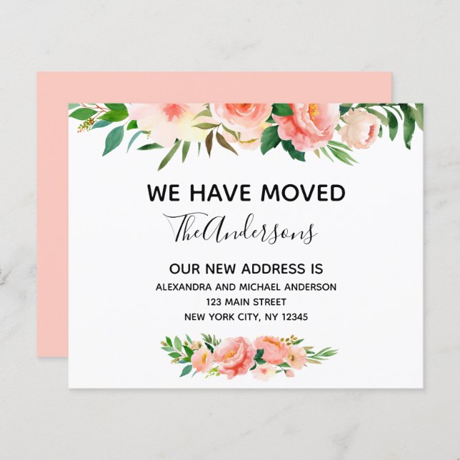 Ankündigung des Haushalts Peach Coral Floral Movin (Vorne/Hinten)