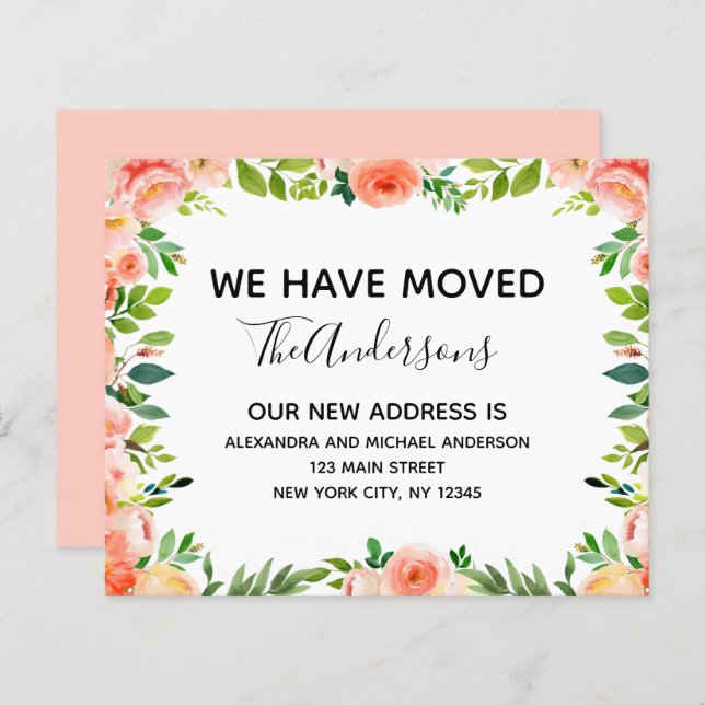 Ankündigung des Haushalts Peach Coral Floral Movin (Vorne/Hinten)