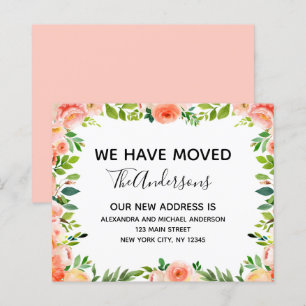 Ankündigung des Haushalts Peach Coral Floral Movin