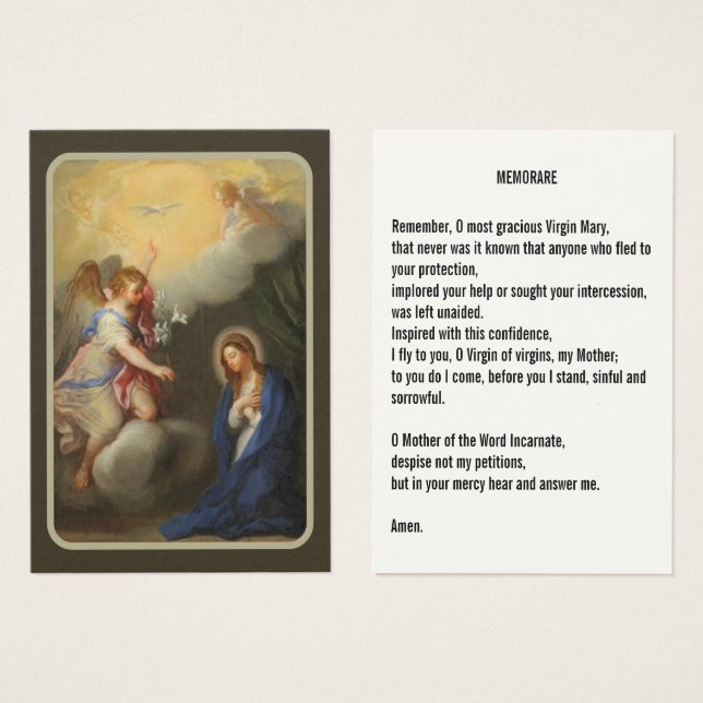 Ankündigung des Mary Memorare Gebet (Vorne & Hinten)