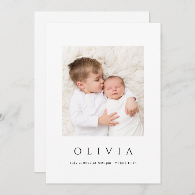 Ankündigung des Minimal Baby Foto (Vorne/Hinten)