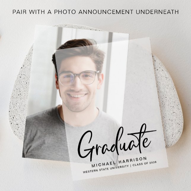 Ankündigung des modernen Abschlusses Vellum Overla (Elevate your graduation announcements with our timeless vellum overlays)