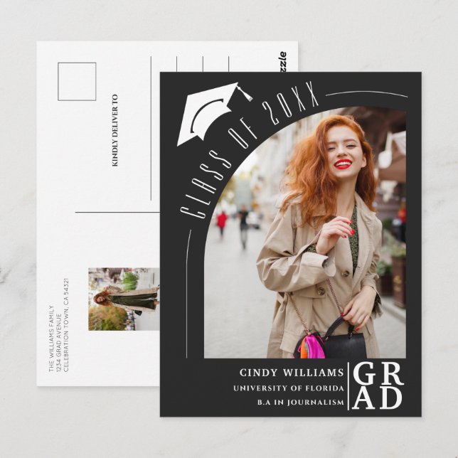 Ankündigung des modernen Arch Foto Schwarzer Absch Postkarte (Vorne/Hinten)