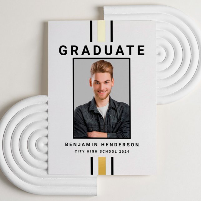 Ankündigung des modernen Black Gold Foil Abschluss (Modern Black Gold Foil Graduation Announcement)