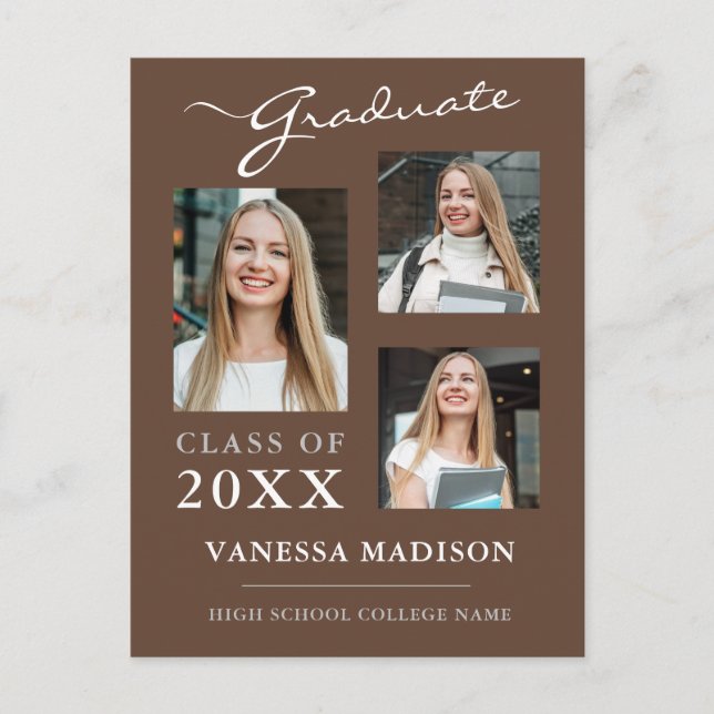 Ankündigung des modernen Drehbuchs Tan Brown Gradu Postkarte (Vorderseite)