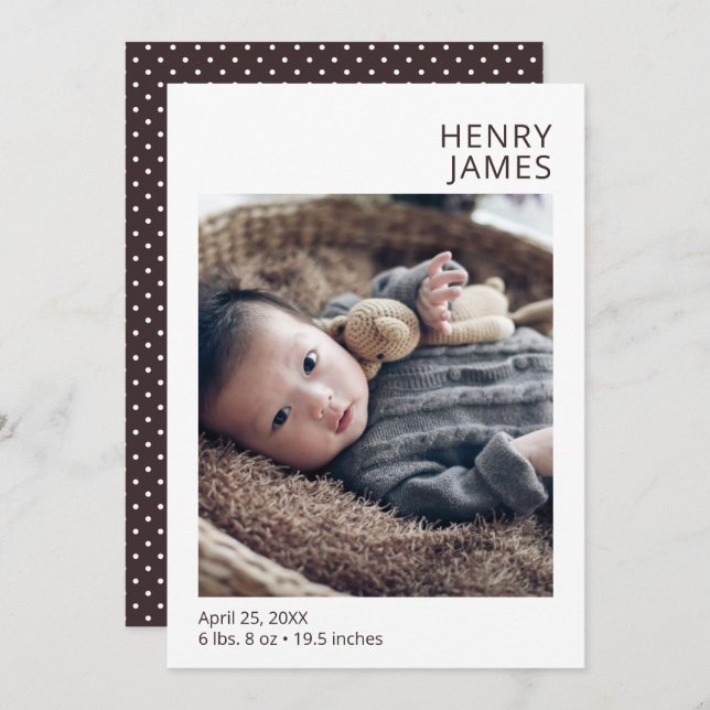 Ankündigung des modernen Foto Boy Birth (Vorne/Hinten)