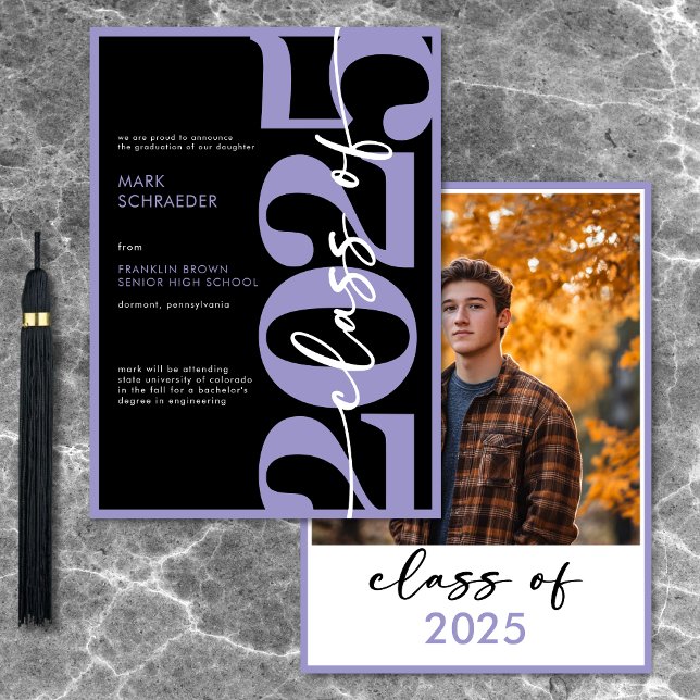Ankündigung des modernen Lila Abschlusses Typograf (Modern Purple Typography Graduation Announcement)