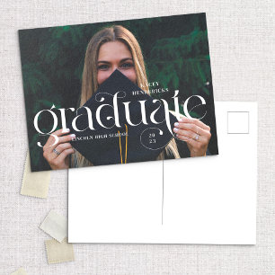 Ankündigung des modernen Swirf Serif-Foto-Abschlus Postkarte