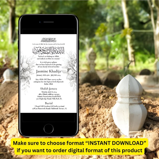 Ankündigung des muslimischen Todes Frau Janaza Geb (Von Creator hochgeladen)