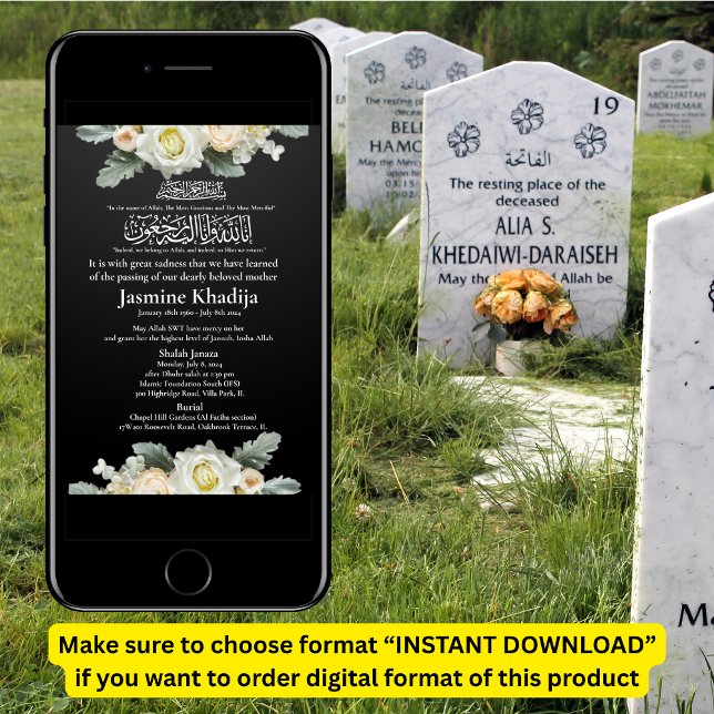 Ankündigung des muslimischen Todes Frau Janaza Geb (Von Creator hochgeladen)