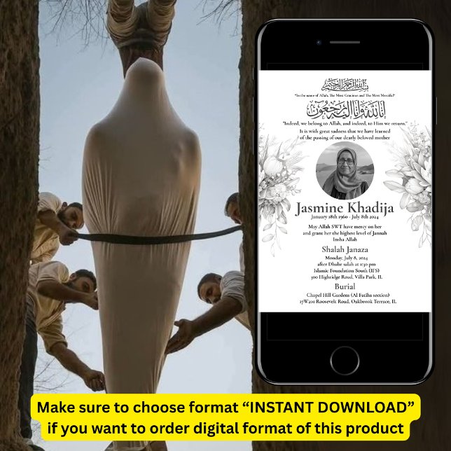 Ankündigung des muslimischen Todes Frau Janaza Geb (Von Creator hochgeladen)