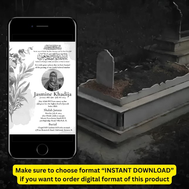 Ankündigung des muslimischen Todes Frau Janaza Geb (Von Creator hochgeladen)